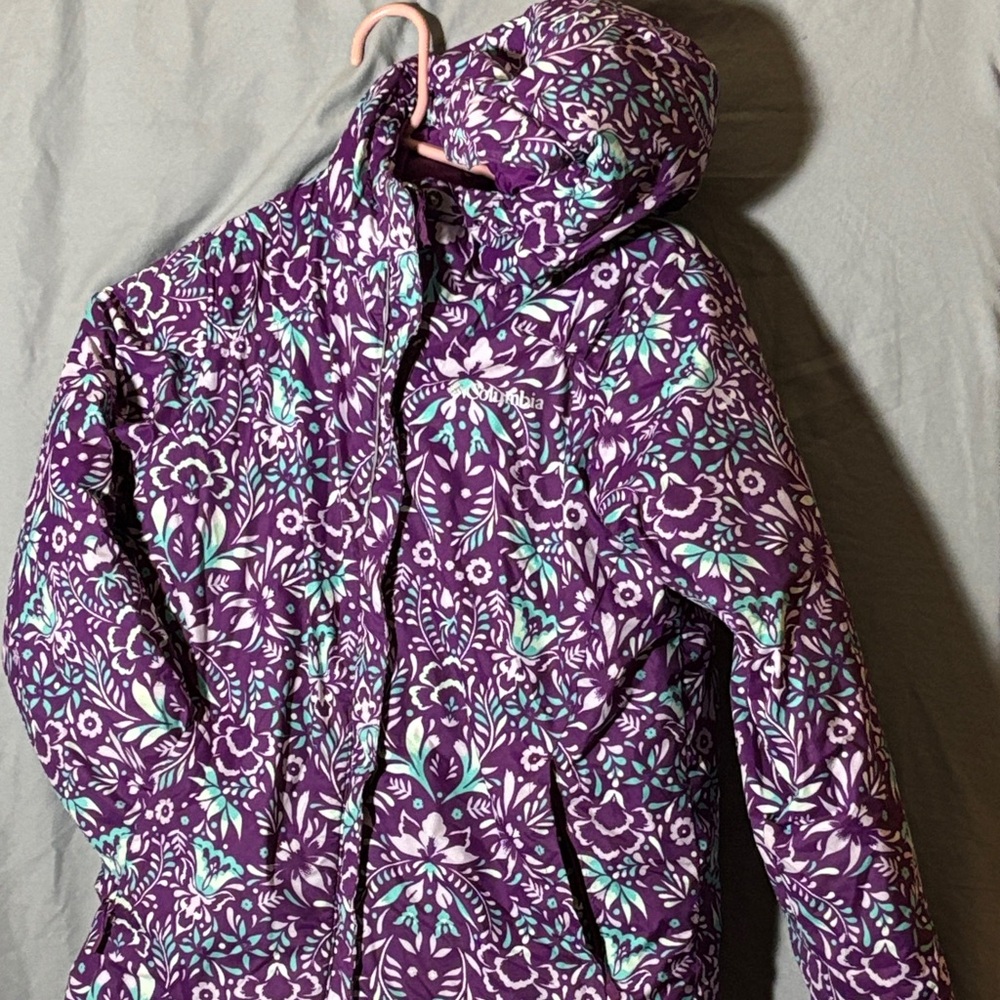 Columbia Women's Purple and White Floral Ski Jacket